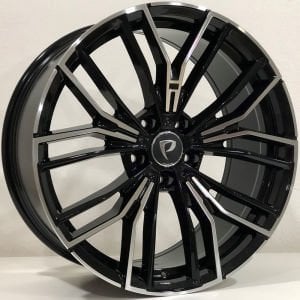 Powcan BK-5964 5X112 Ön 8.0X19 ET30 Arka 9.0X19 ET40 66.6 Black Machined Bmw Uyumlu 19 Jant Takım